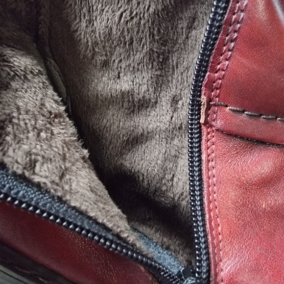 Rieker Kendra Ruched Slouch Burgundy Leather Ankle Boots ๐ข๐ - Picture 7 of 9